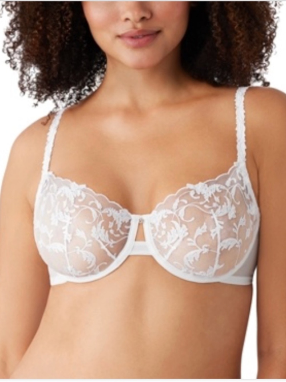 Wacoal Dramatic Interlude Underwire 855379 Women's Bra White 34D, Elastane/Pol !